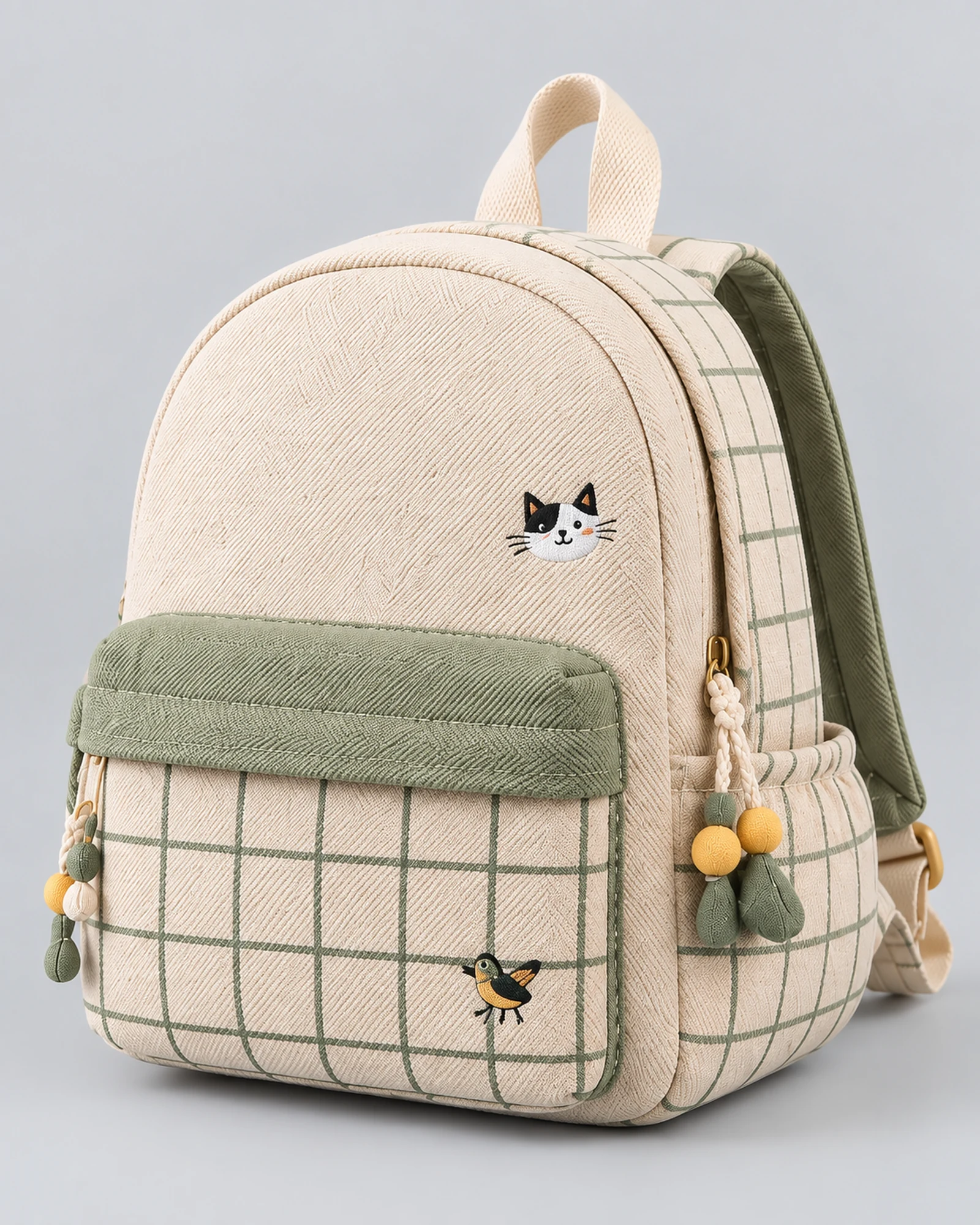 Cat and Bird Embroidered Backpack — image 1