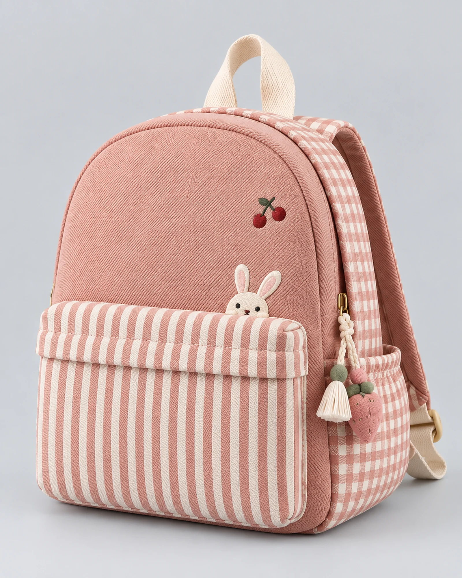 Cherry and Bunny Embroidered Backpack — image 1