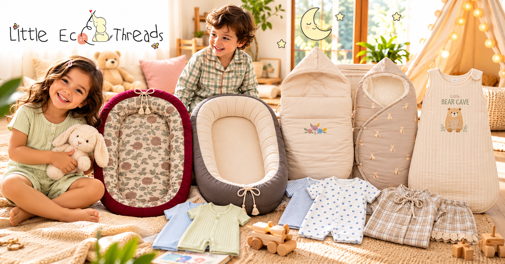Kids sleepwear styles and pajama sets by Little Eco Threads