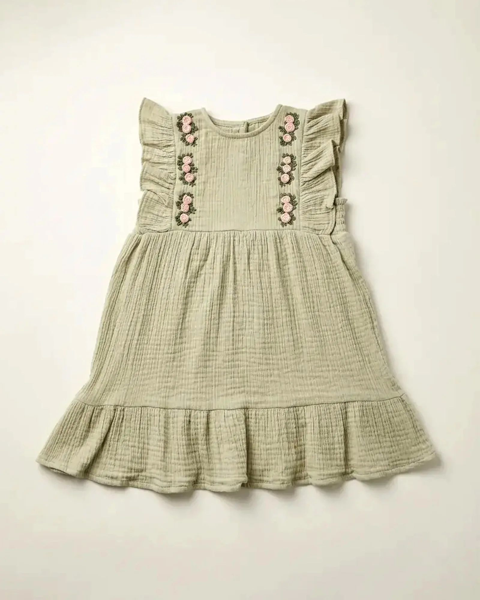 Embroidered Strap Sage Dress — image 1