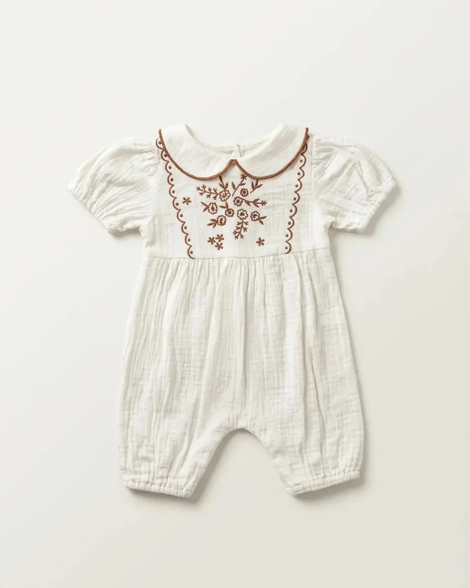Floral Collar Muslin Romper — image 1