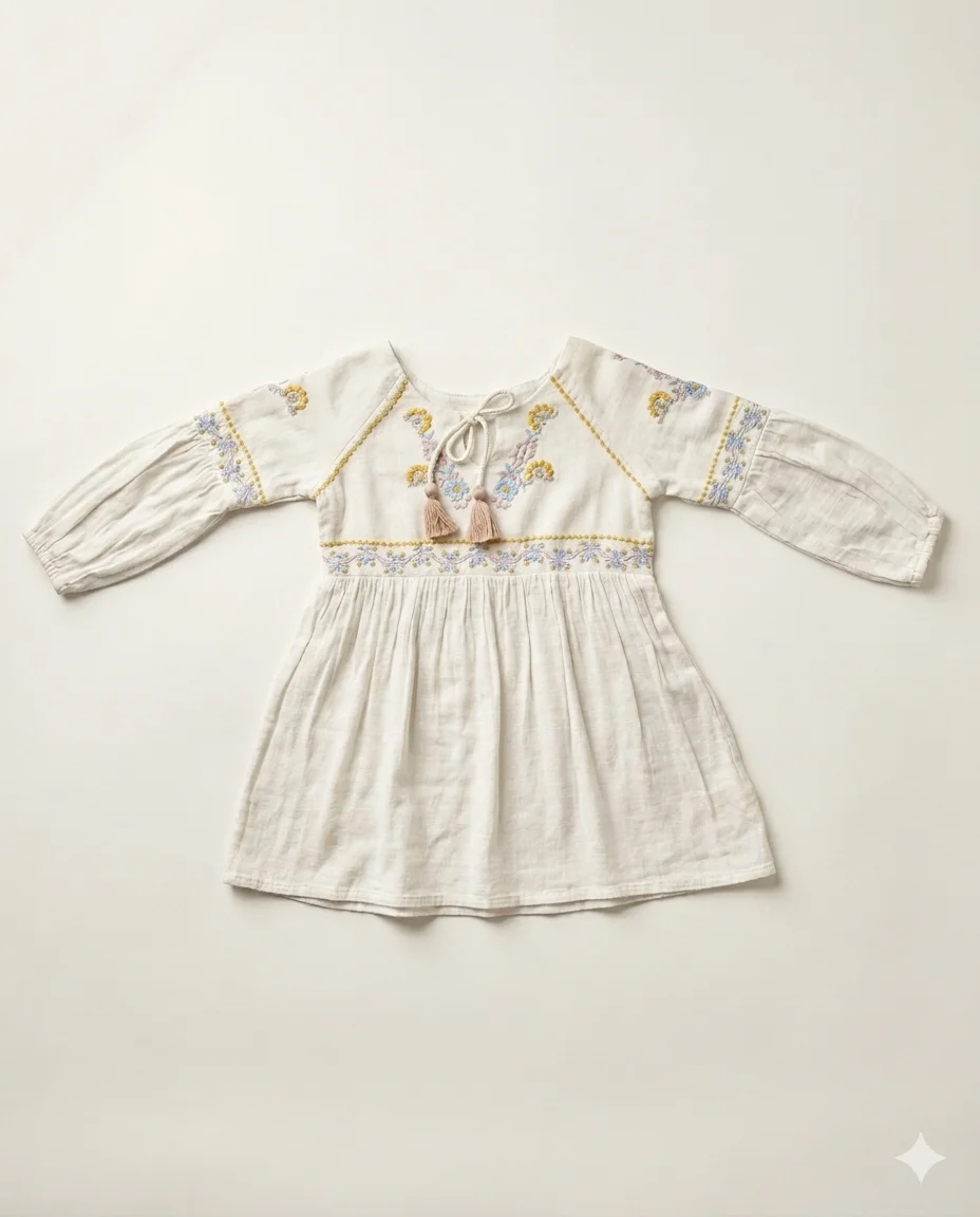 Folk Tassel Embroidery Dress — image 1