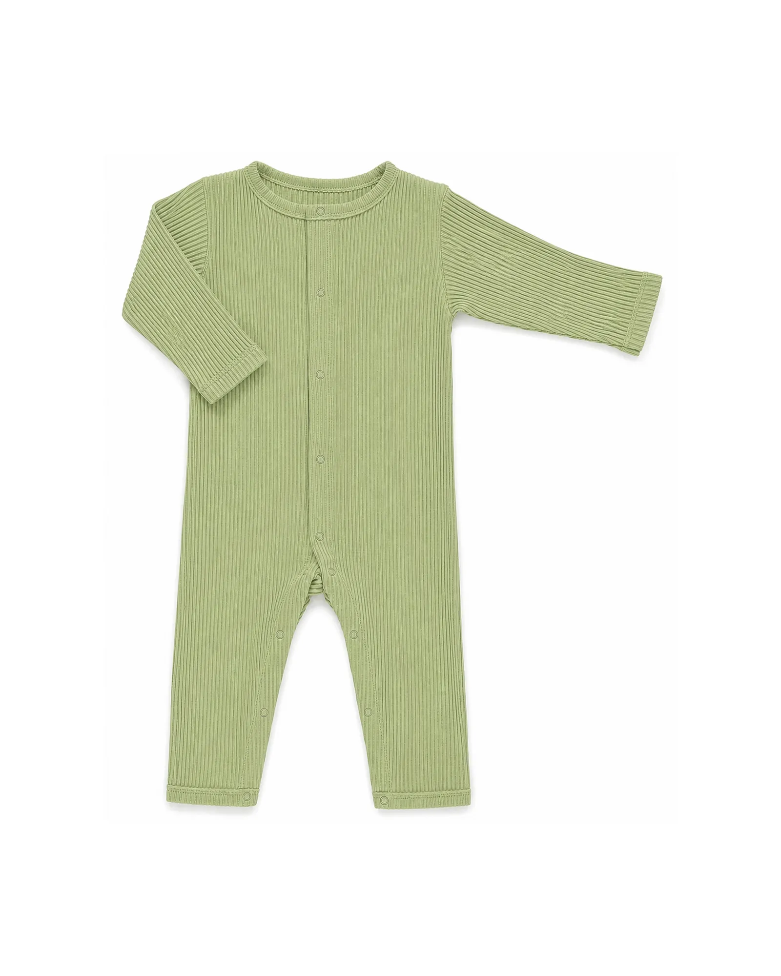 Green Ribbed Knit Romper