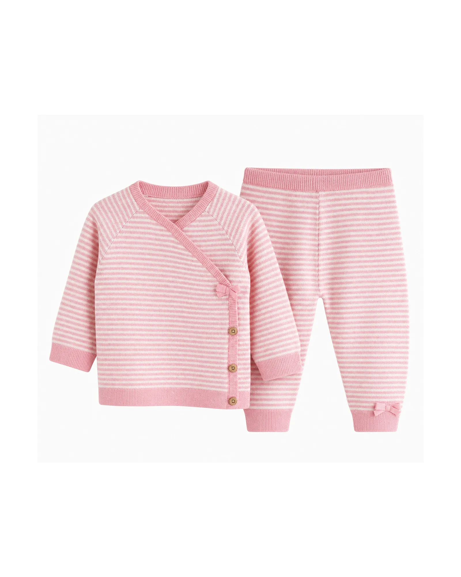 Pink Stripe Knit Wrap Set