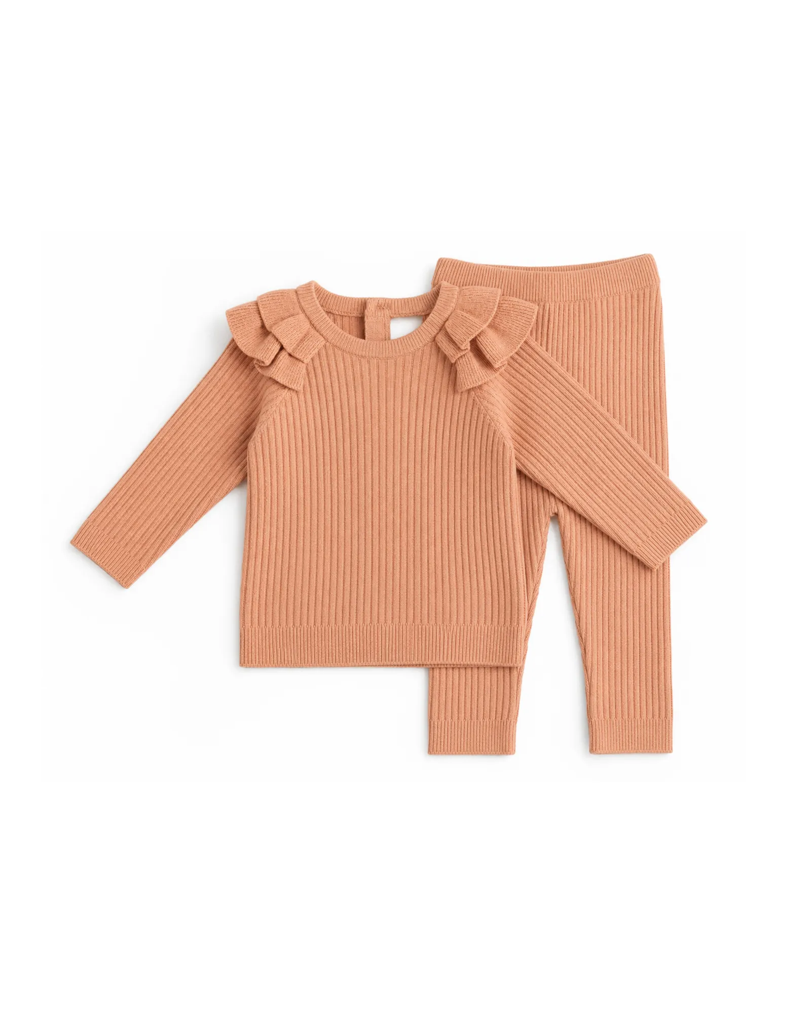 Terracotta Ruffle Knit Set