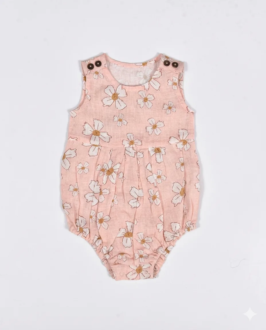 Blush Daisy Linen Romper — image 1