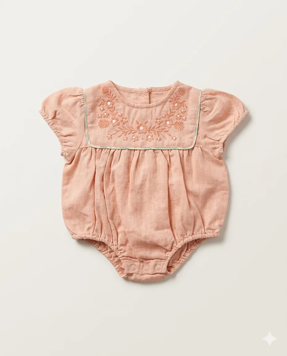 Blush Yoke Linen Romper — image 1