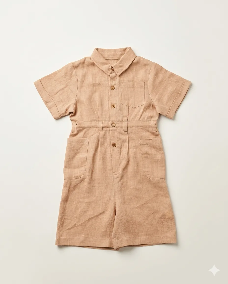 Camel Linen Playsuit — image 1