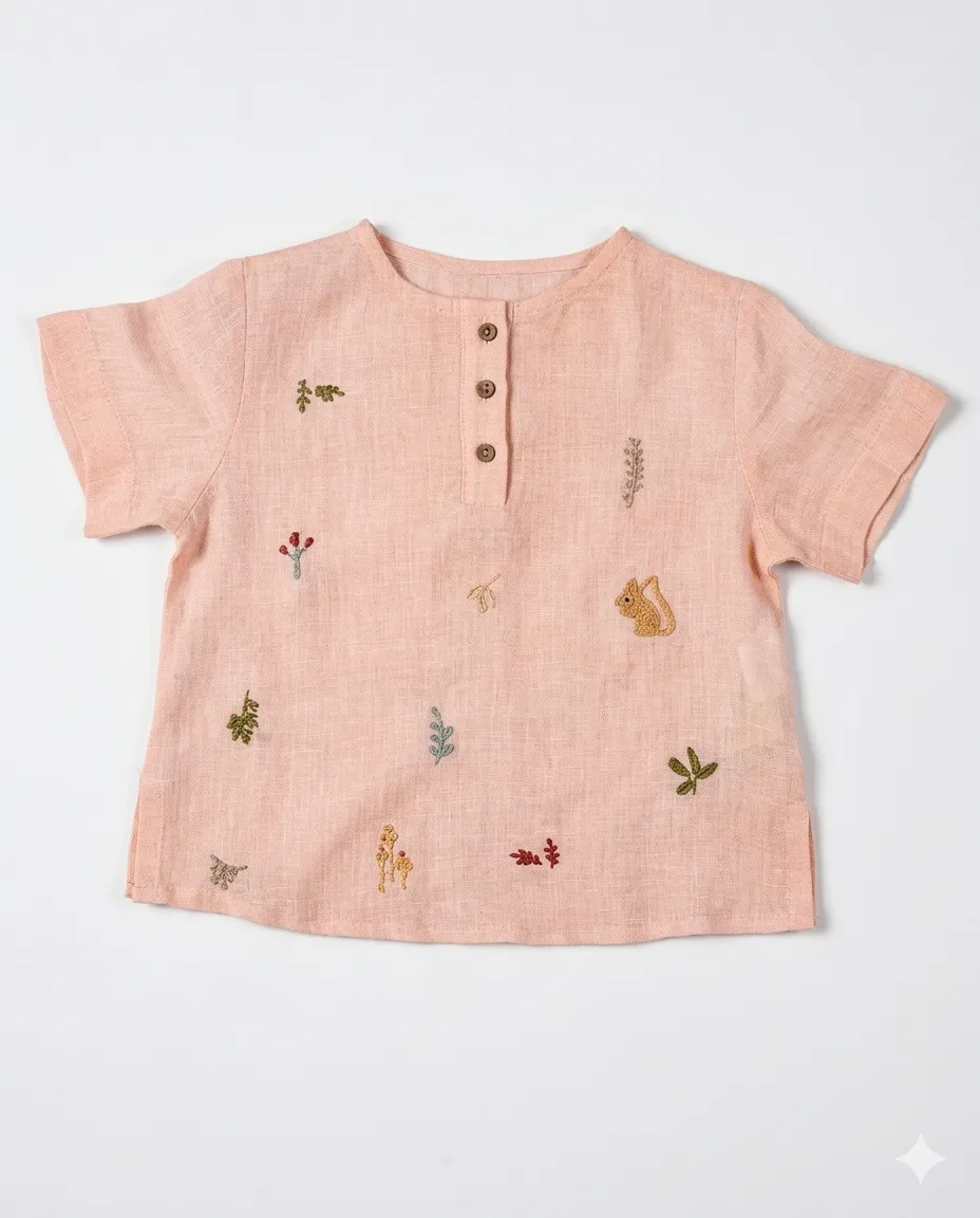 Forest Embroidered Linen Top — image 1