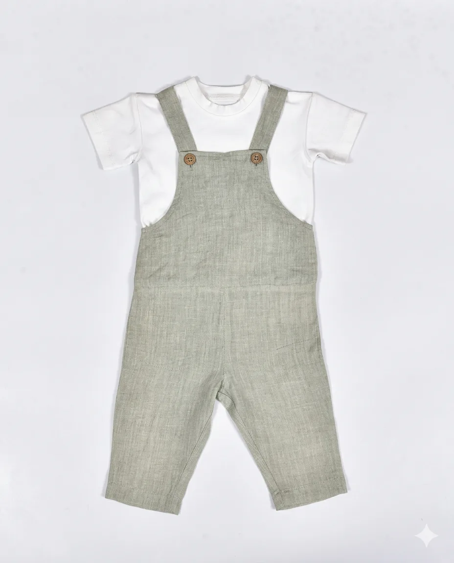 Sage Linen Dungaree Set — image 1