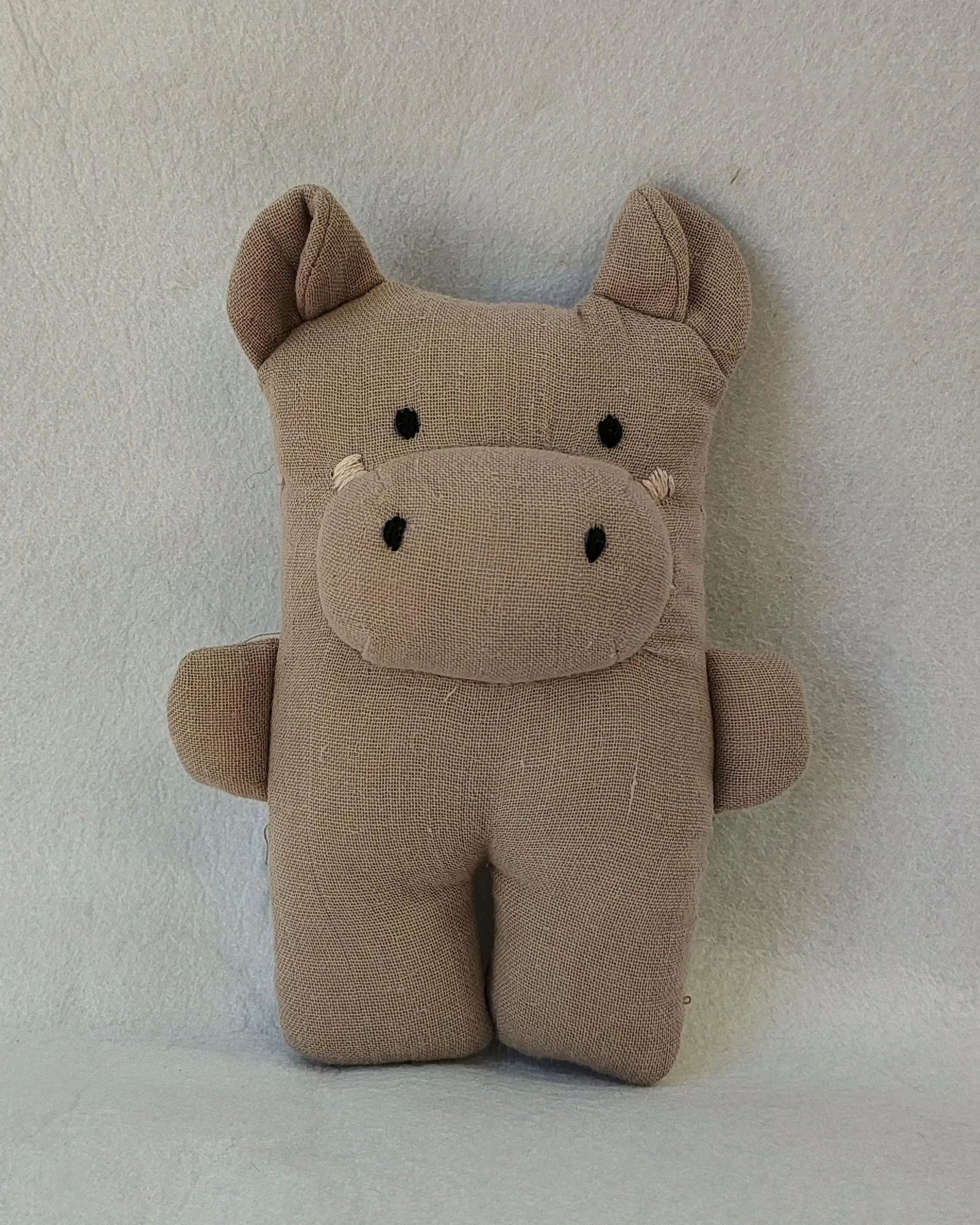 Muslin Hippo Pocket Toy