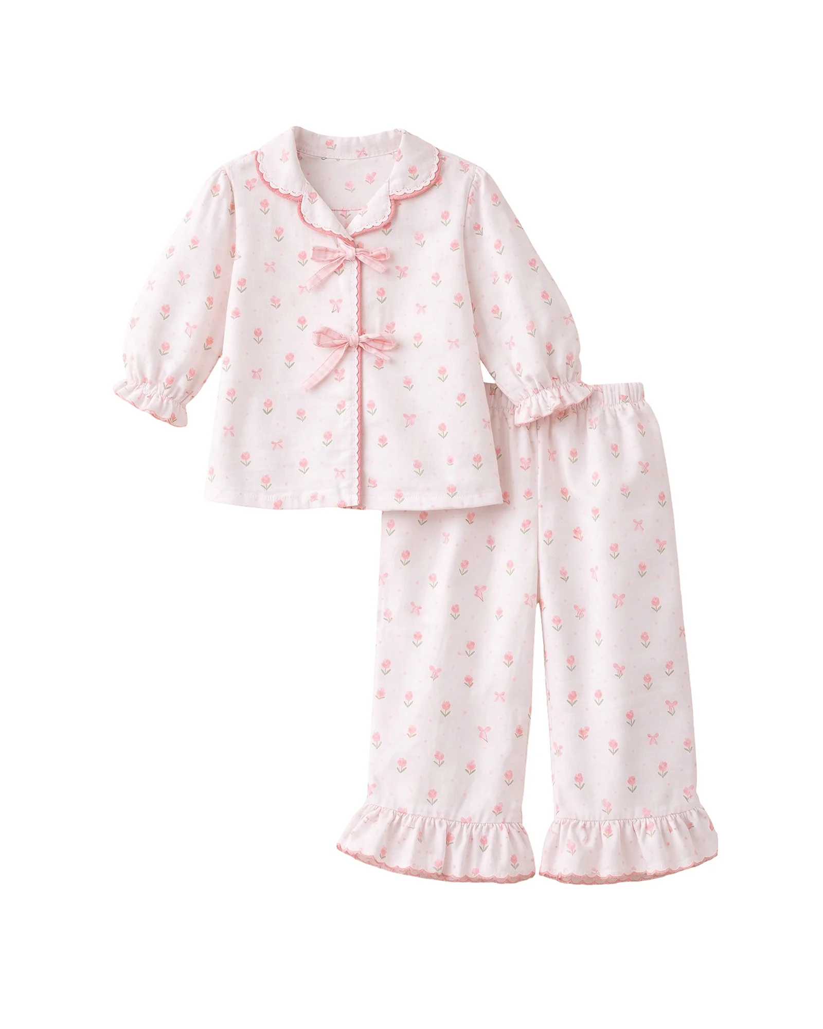 Pink Floral Ruffle PJ Set