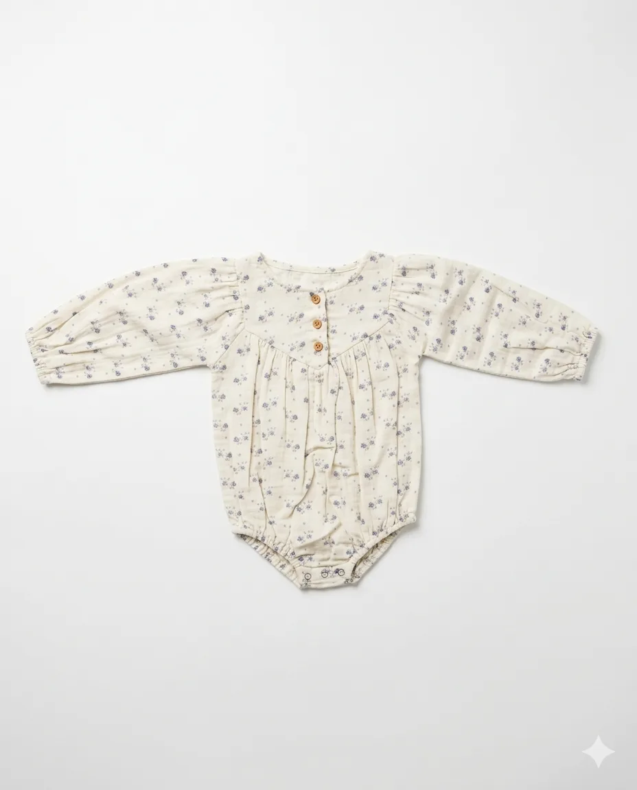 Ditsy Botanical Long-Sleeve Romper — image 1