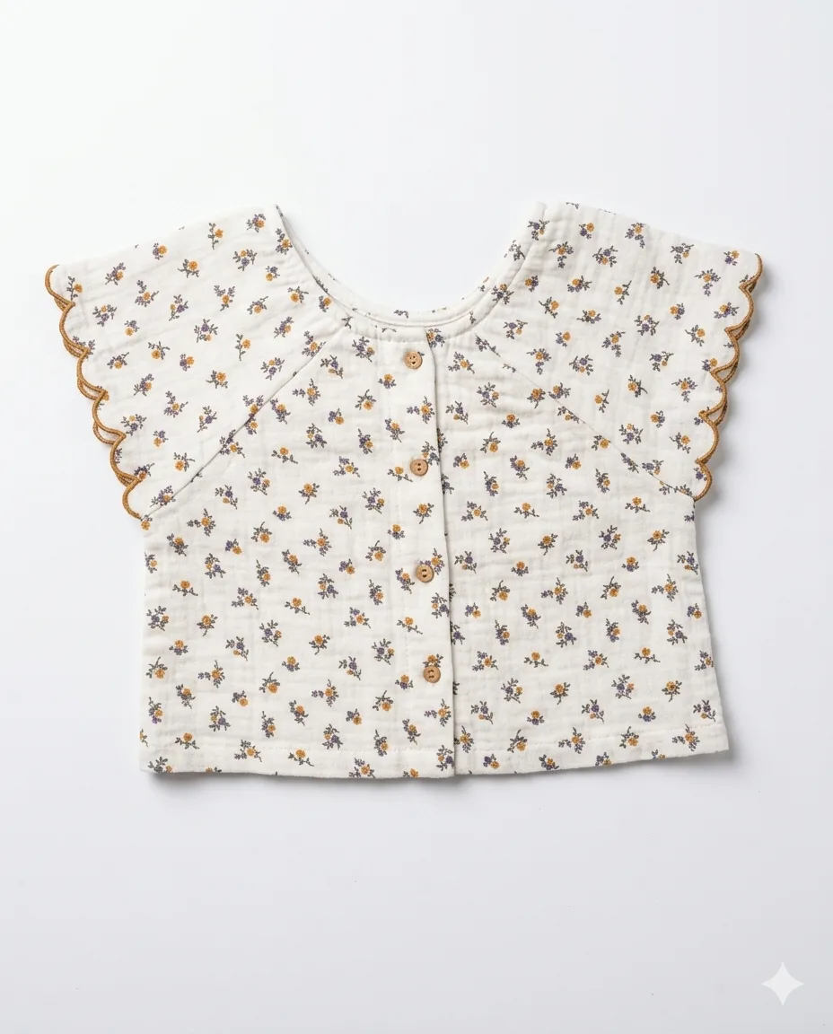 Ditsy Rose Flutter Blouse — image 1