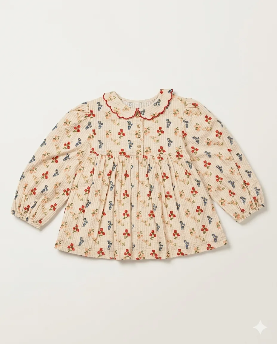 Folk Floral Ruffle Blouse — image 1