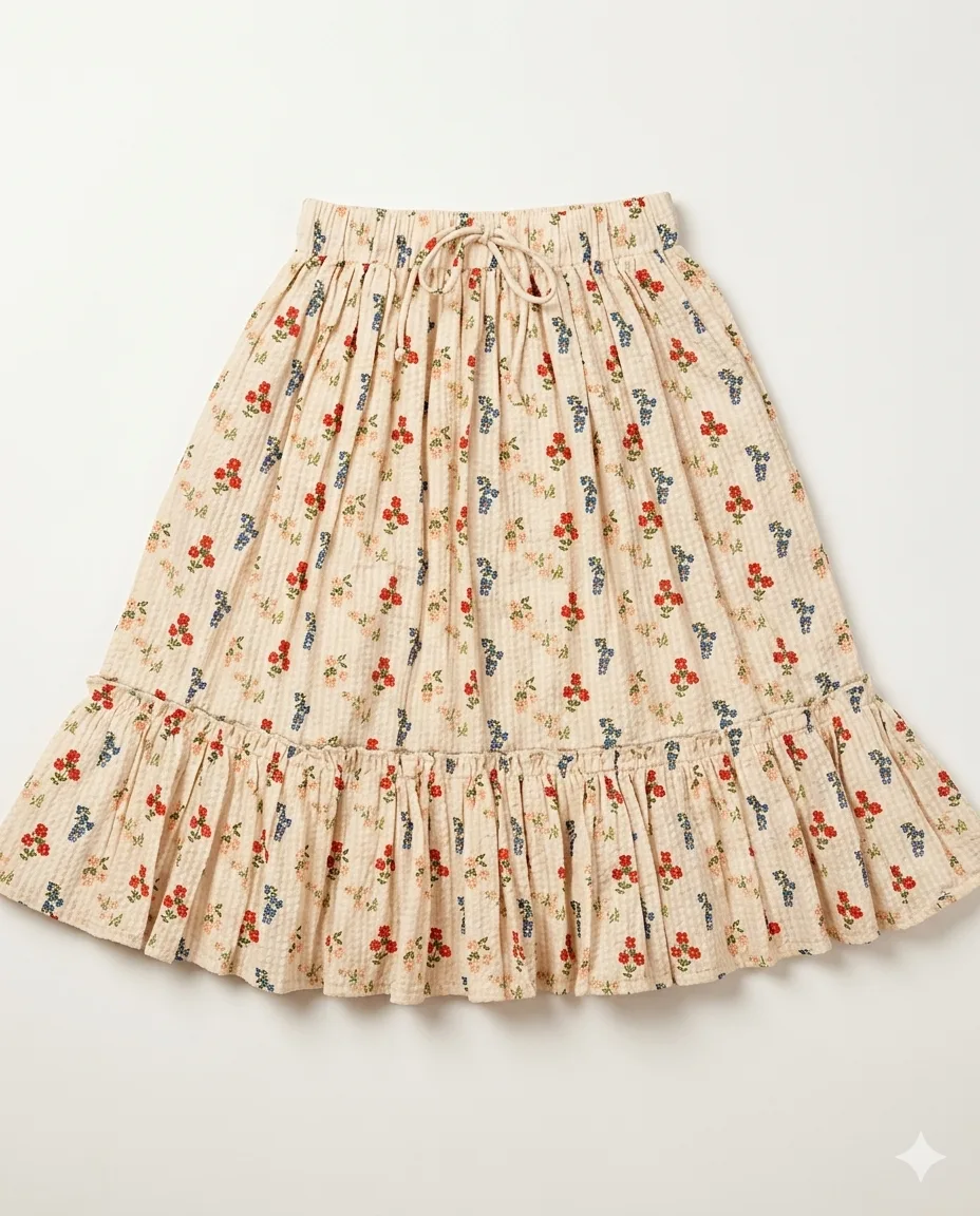 Folk Floral Midi Skirt — image 1