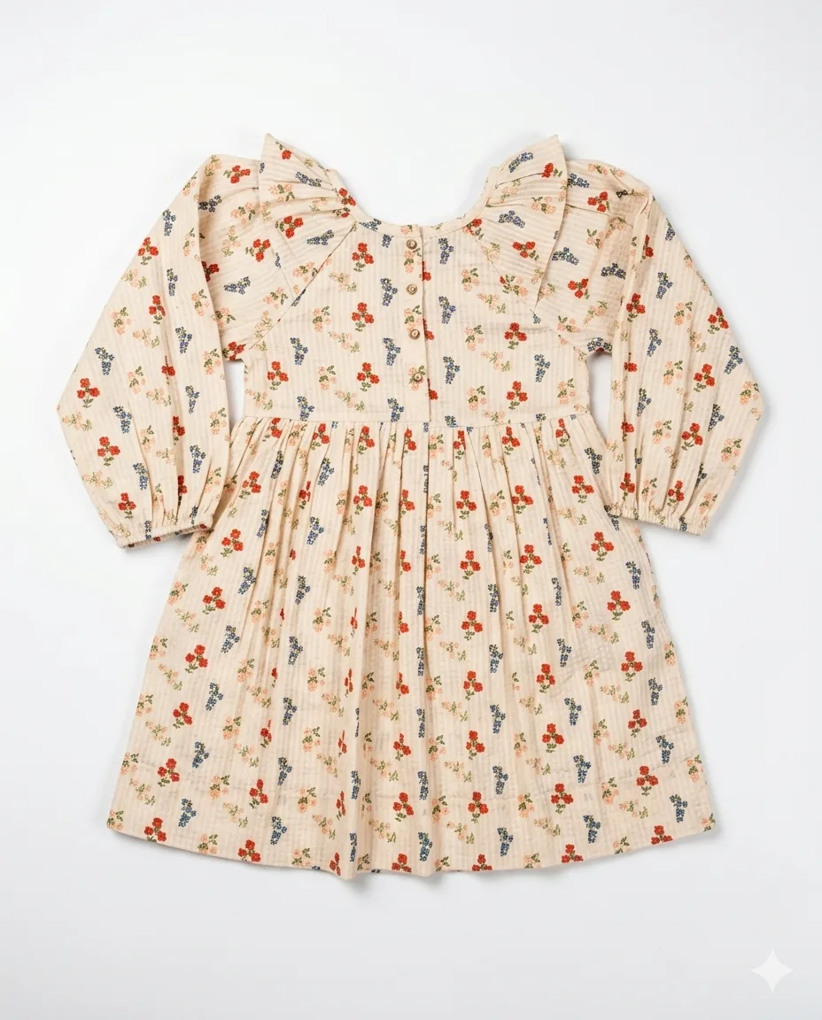 Folk Floral Puff Sleeve Dress — image 1