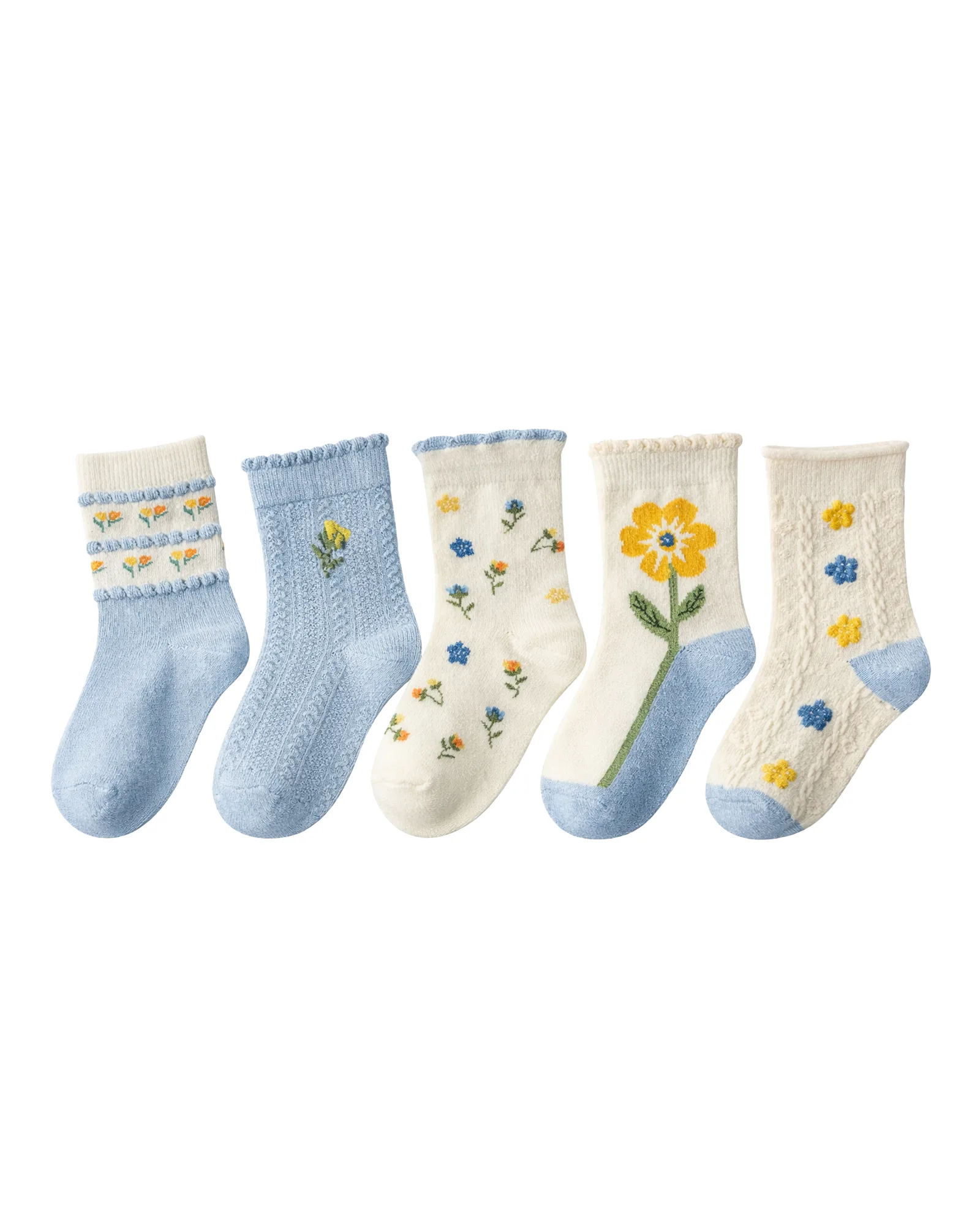 Blue Floral Crew Socks — image 1