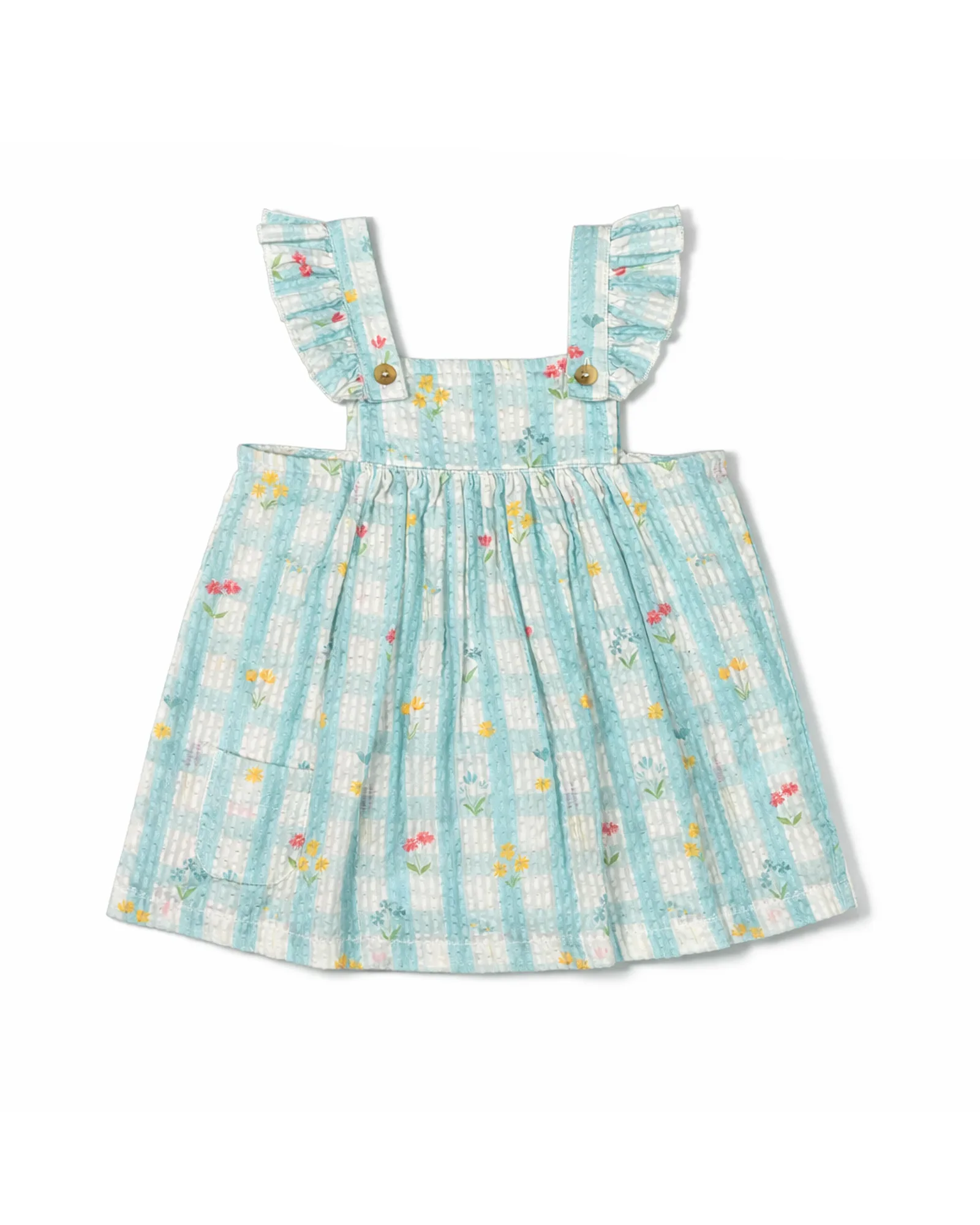 Blue Gingham Flutter Dress — image 1