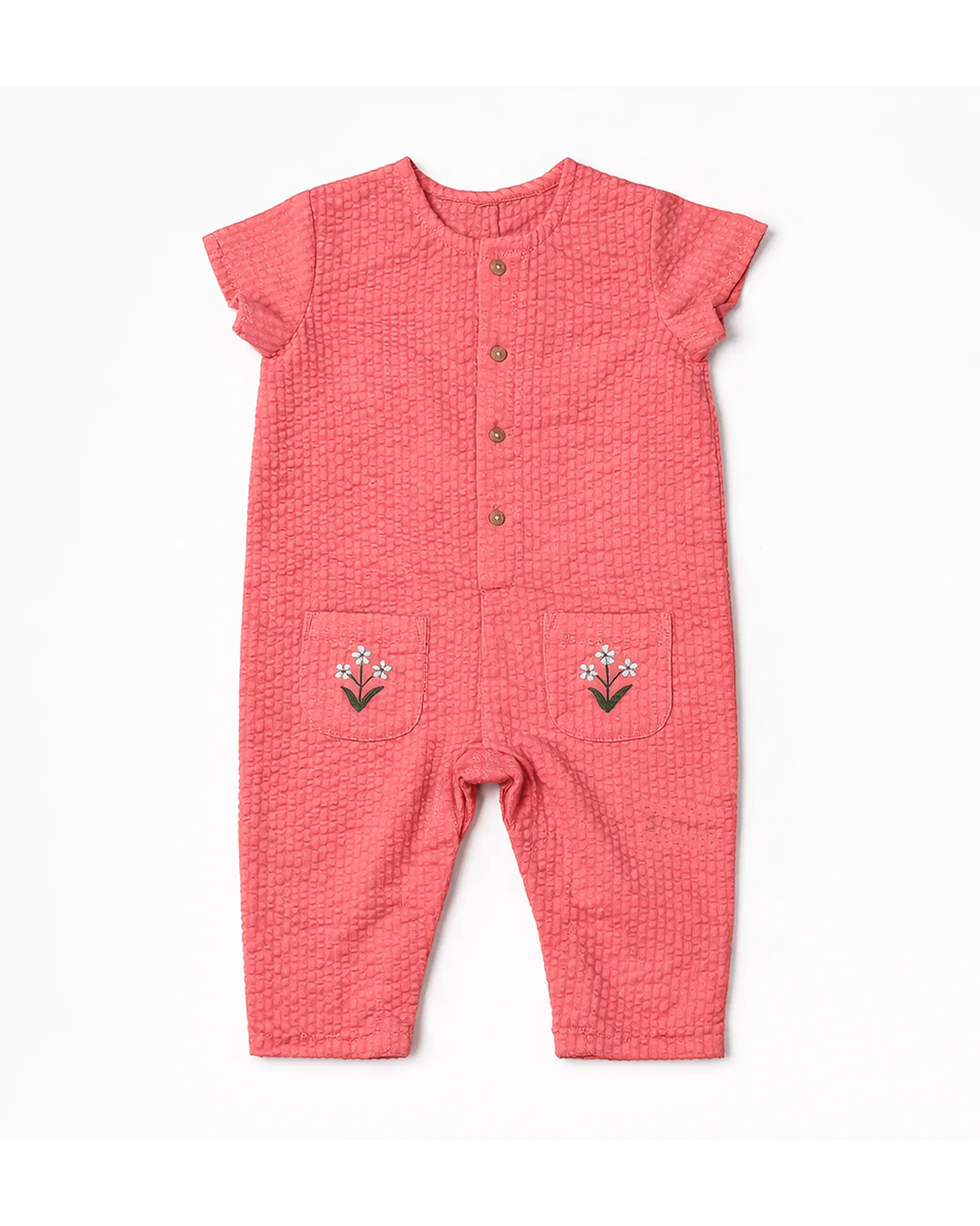 Coral Embroidery Romper — image 1