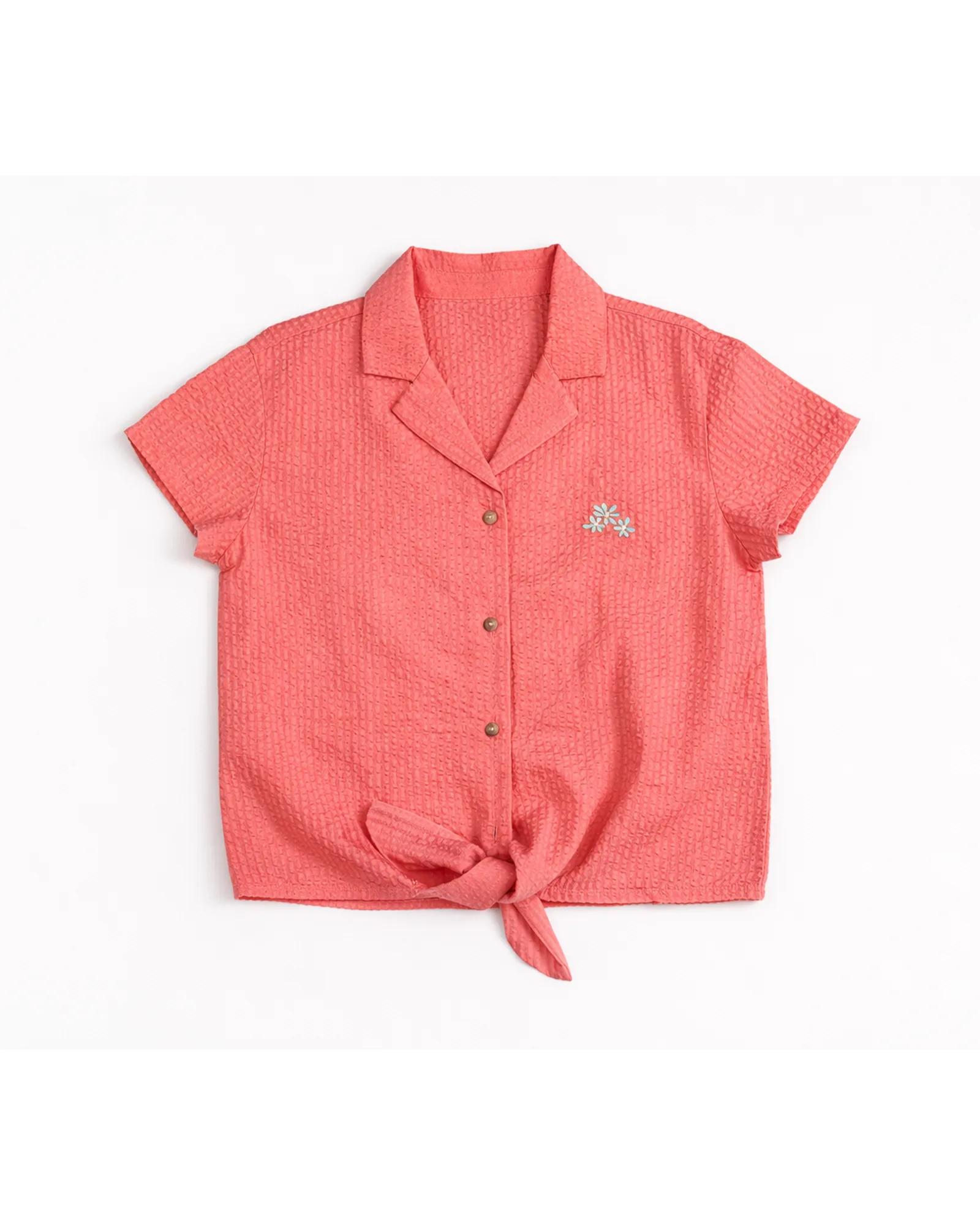 Coral Tie-Front Shirt — image 1