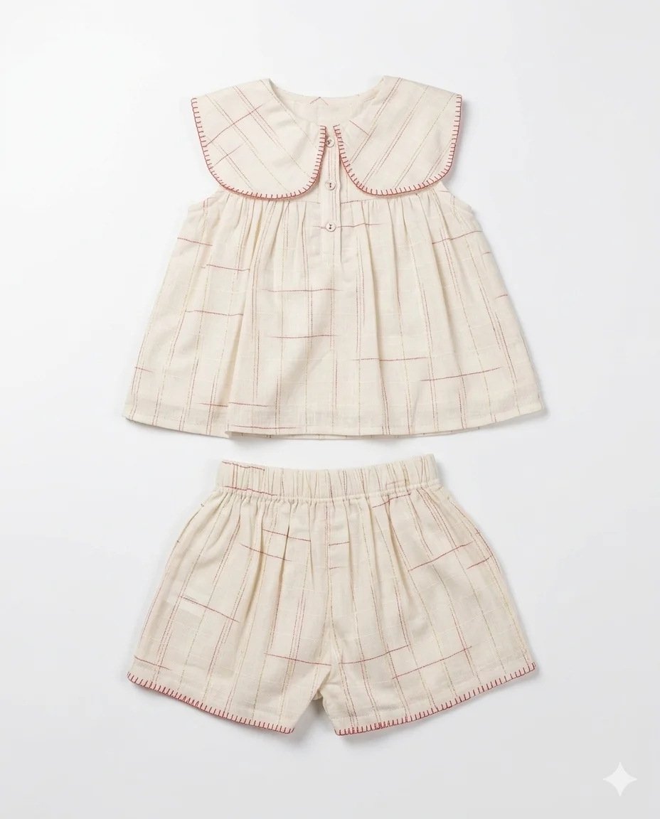 Cream Check Collar Set — image 1