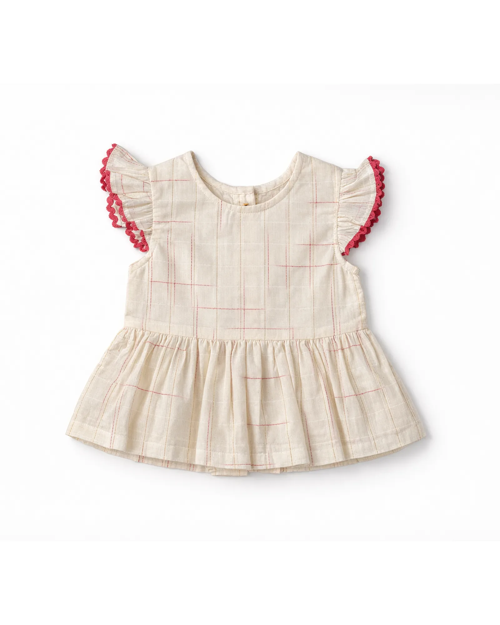 Cream Check Peplum Top — image 1