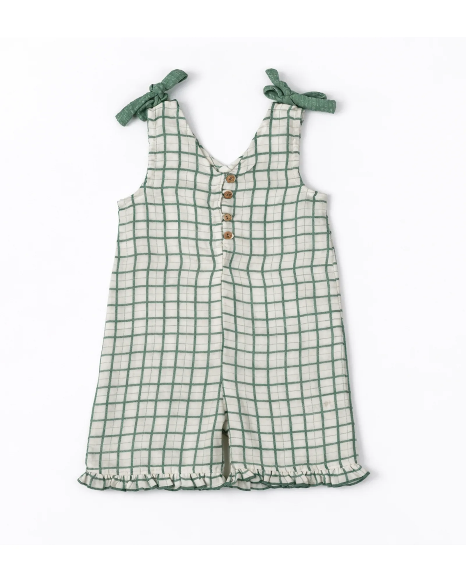 Green Check Shoulder Playsuit — image 1