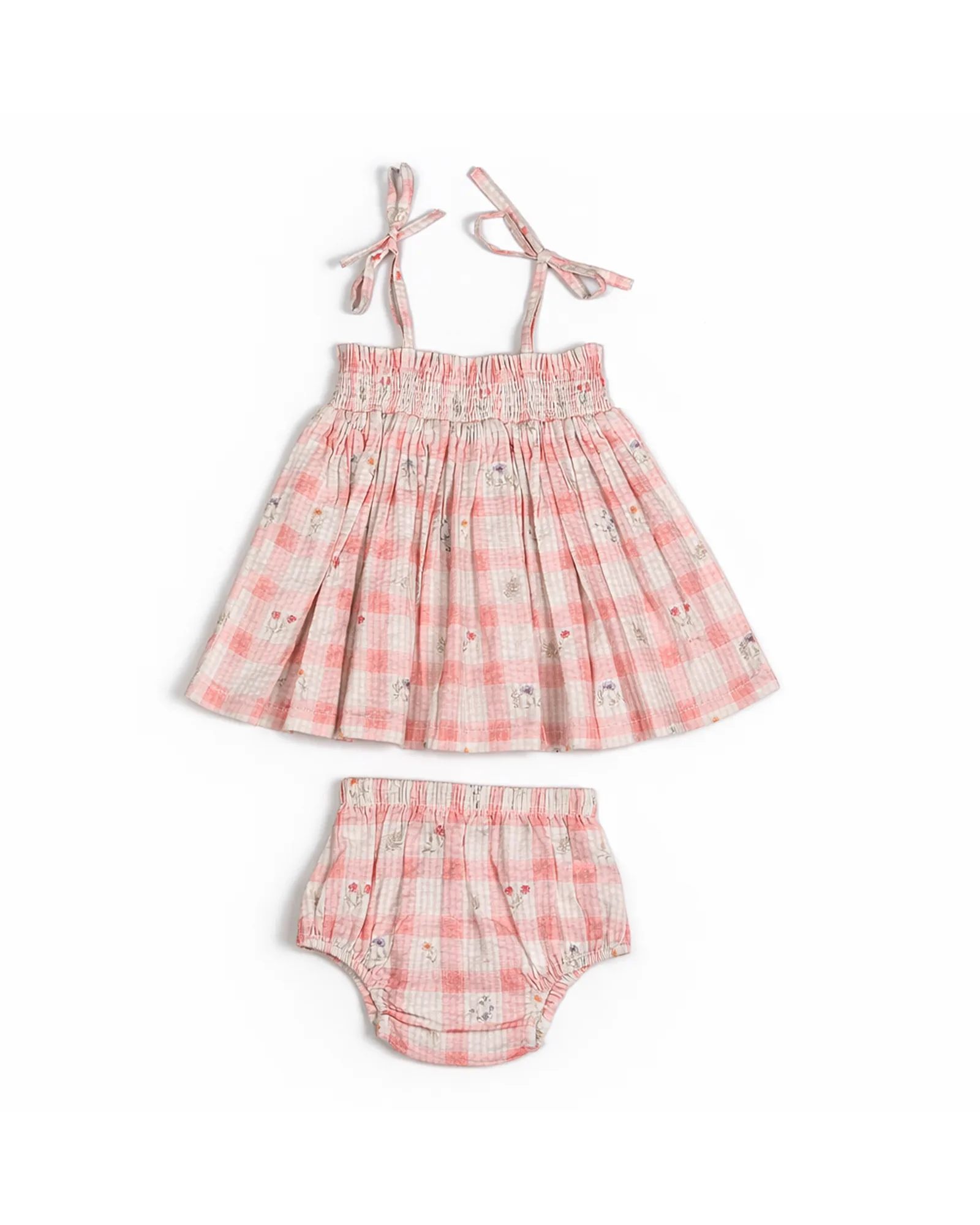 Pink Gingham Smocked Dress Set — image 1