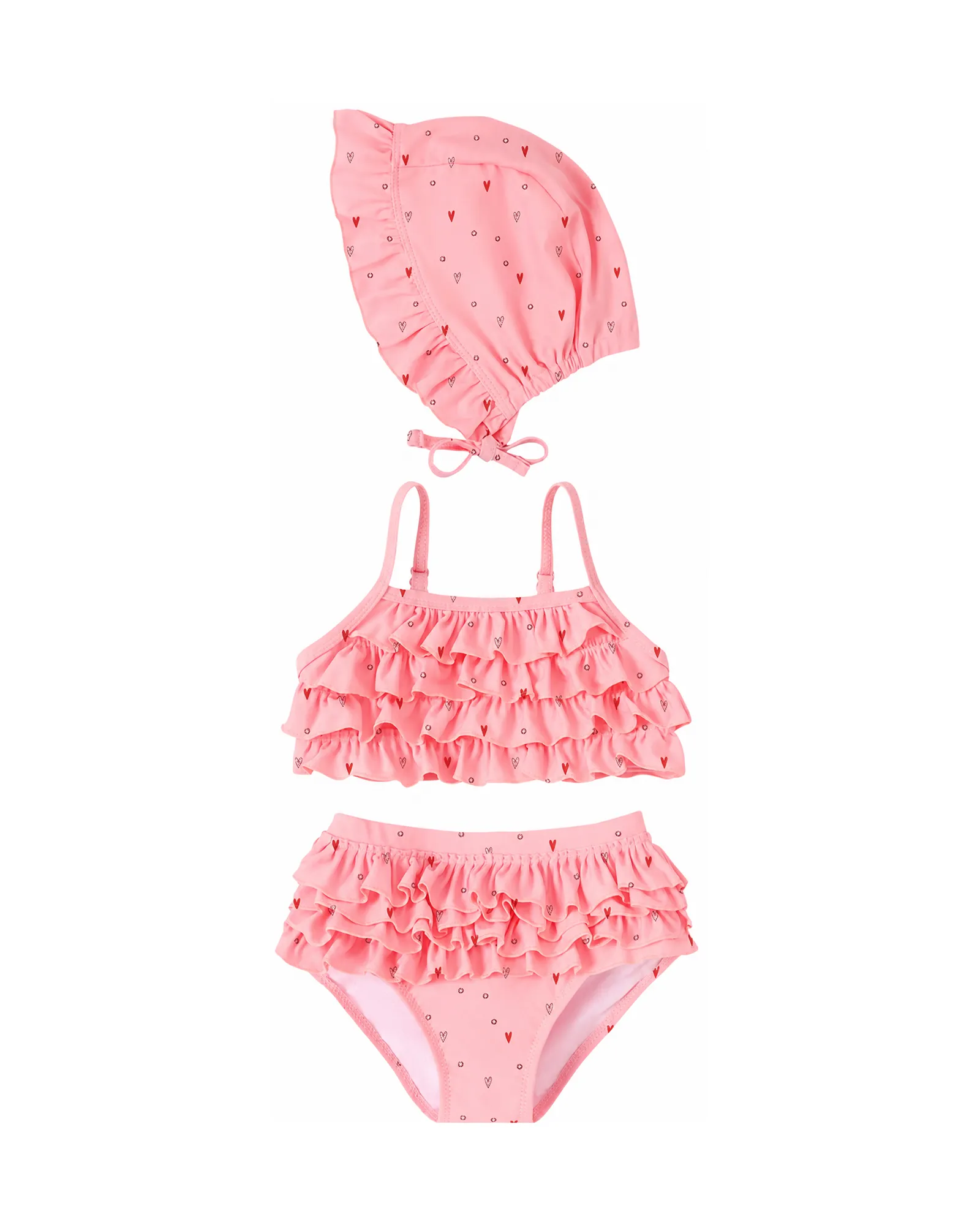 Coral Ruffle Tankini & Hat Set — image 1