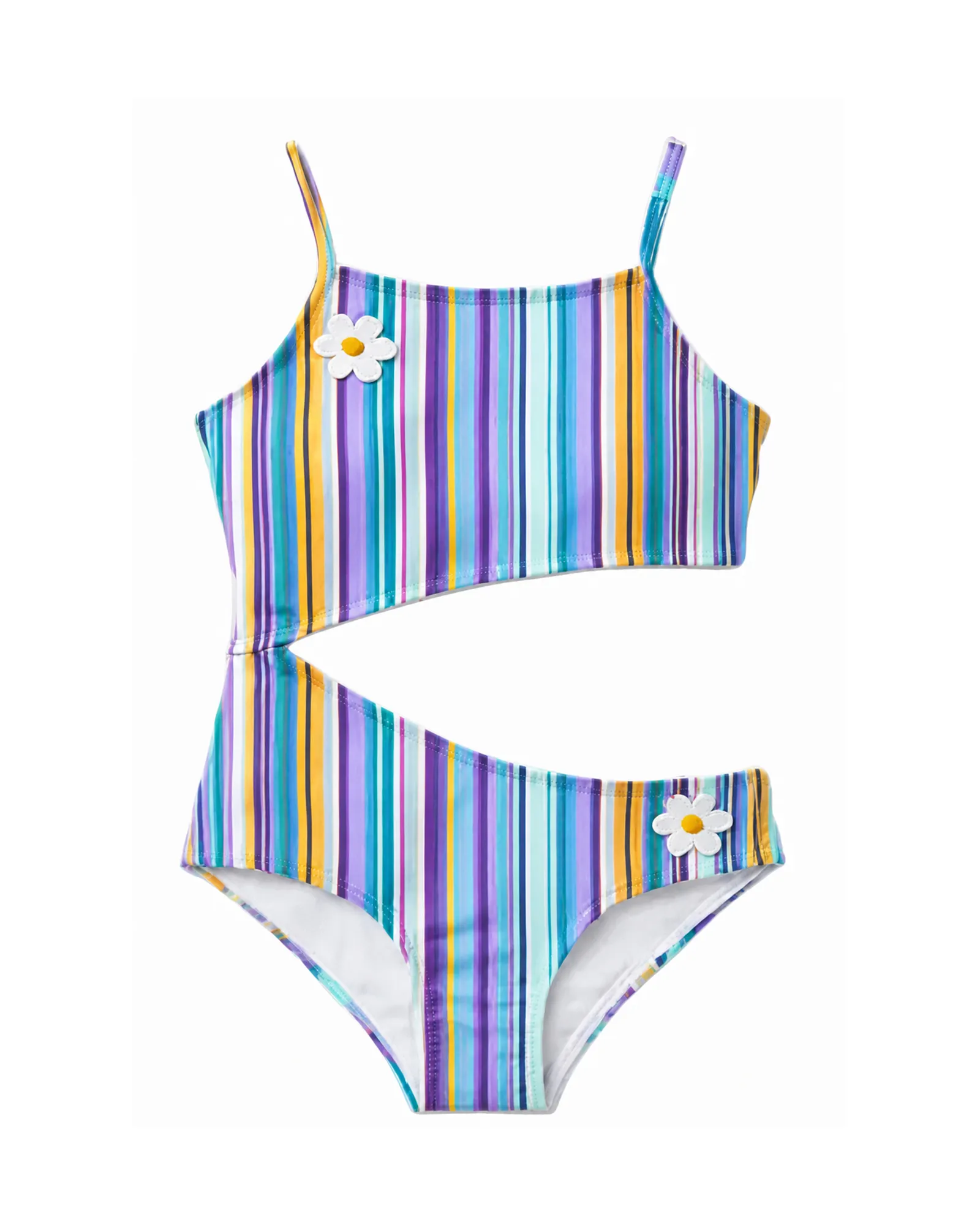 Rainbow Stripe Cut-Out Swimsuit — image 1