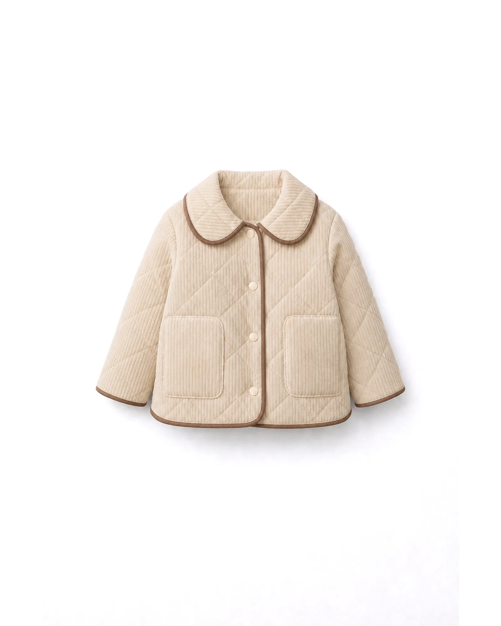 Cream Quilted Peter Pan Collar Jacket — image 1