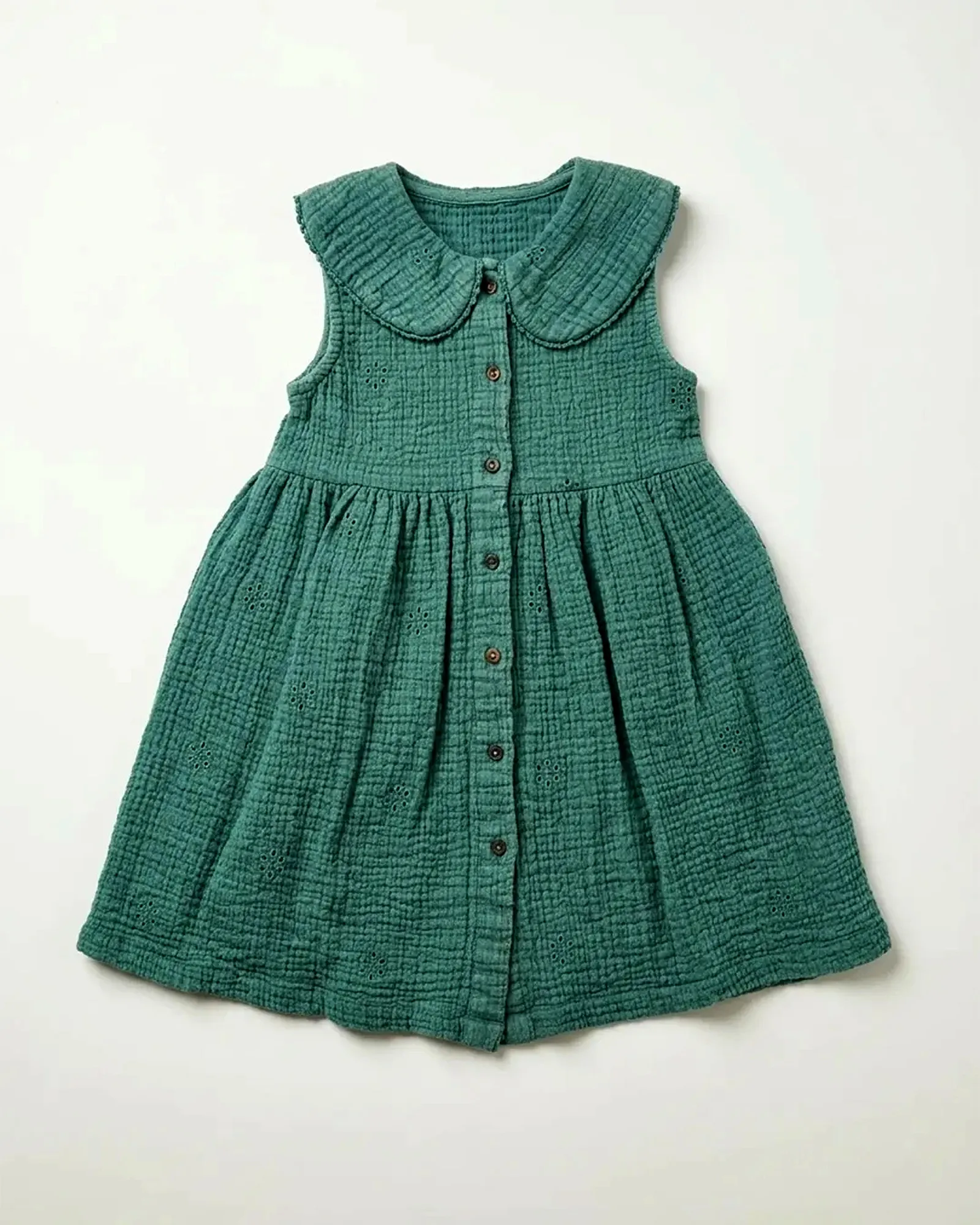 Green Muslin Collar Dress — image 1