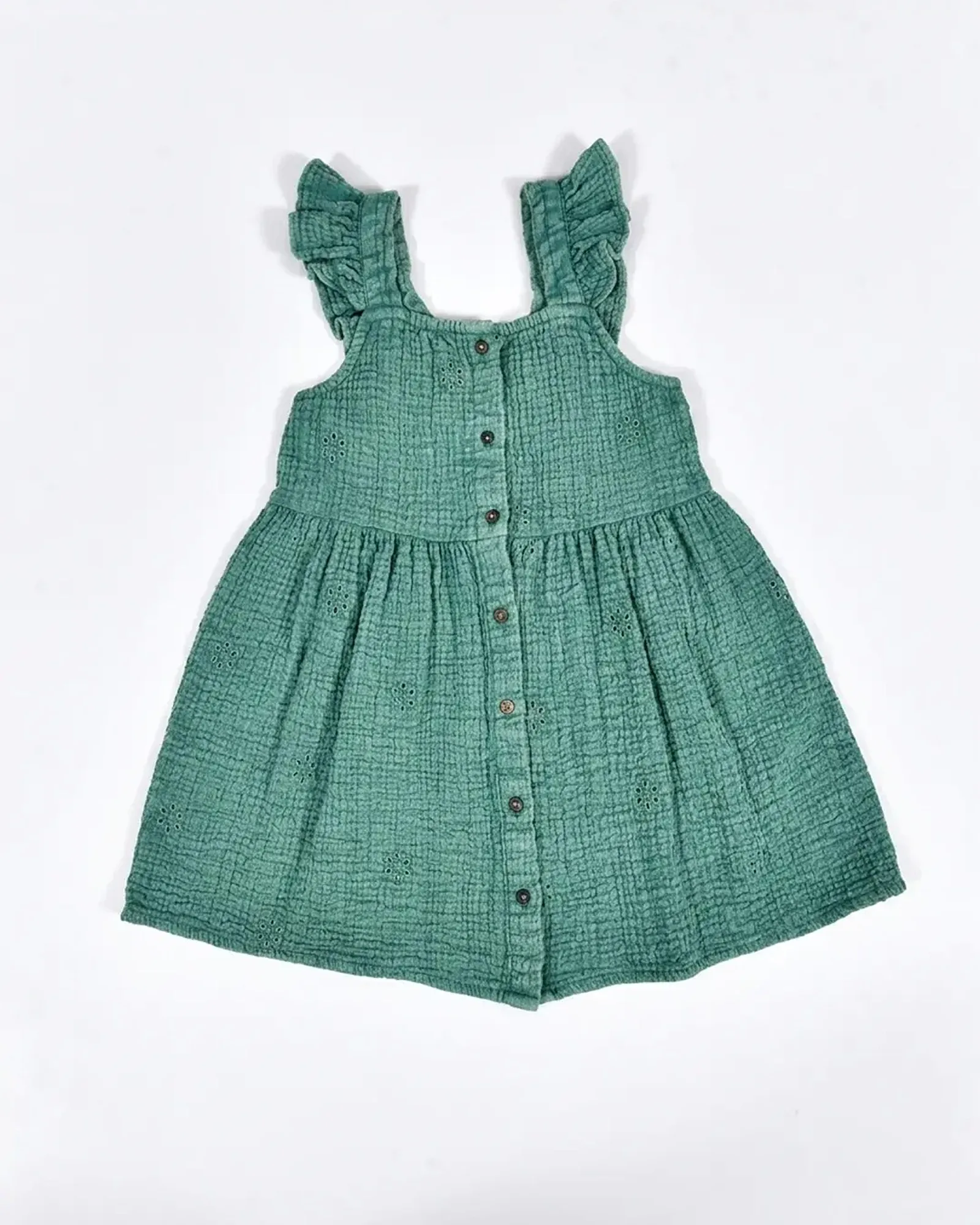 Green Muslin Ruffle Dress — image 1